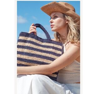 Mar Y Sol Callie‎ Tote Striped Straw Tote Bag NWT